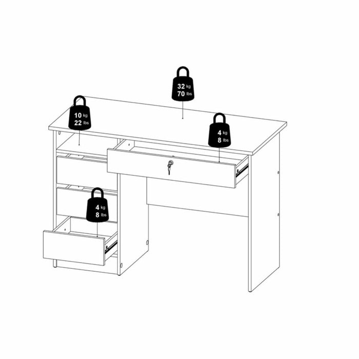 Function Plus 4 Drawer Desk Handleless Drawer in Black