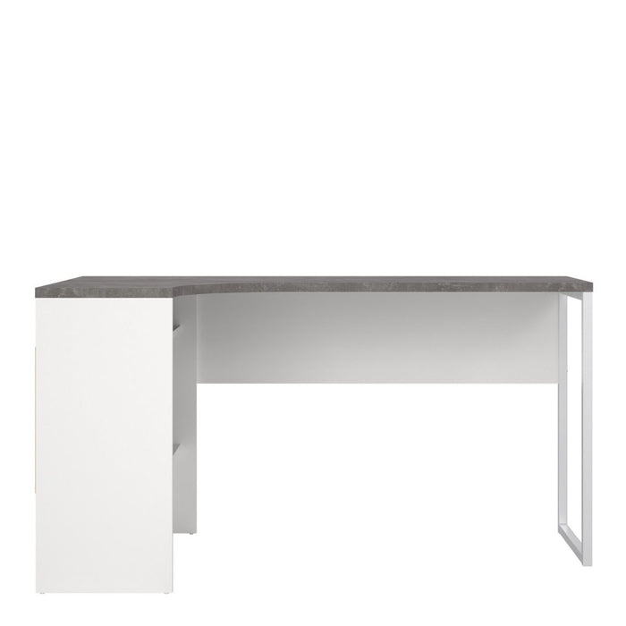 Function Plus Corner Desk 2 Drawers in White and Grey