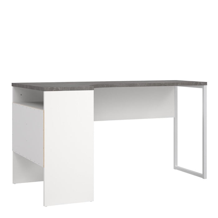 Function Plus Corner Desk 2 Drawers in White and Grey