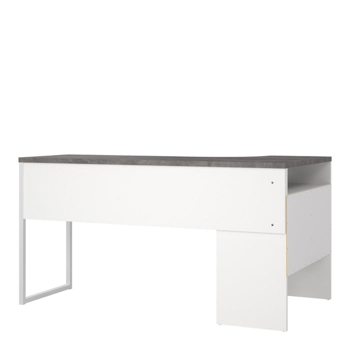 Function Plus Corner Desk 2 Drawers in White and Grey