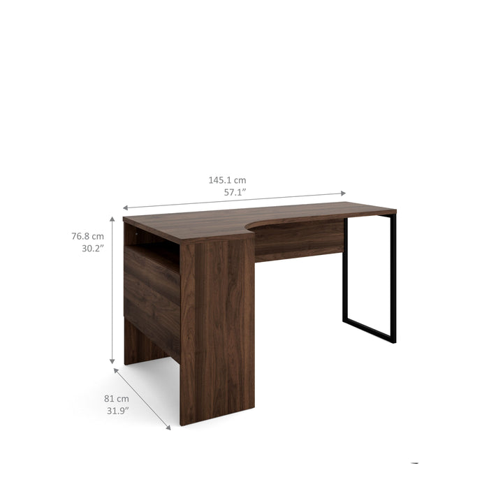 Function Plus Corner Desk 2 Drawers in Walnut