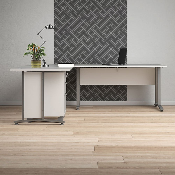 Prima Desk 150cm in White with Silver Grey Steel Legs