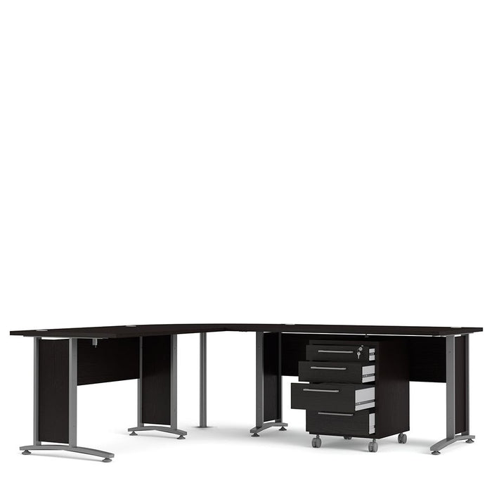 Prima Desk 150cm in Black Woodgrain with Silver Grey Steel Legs