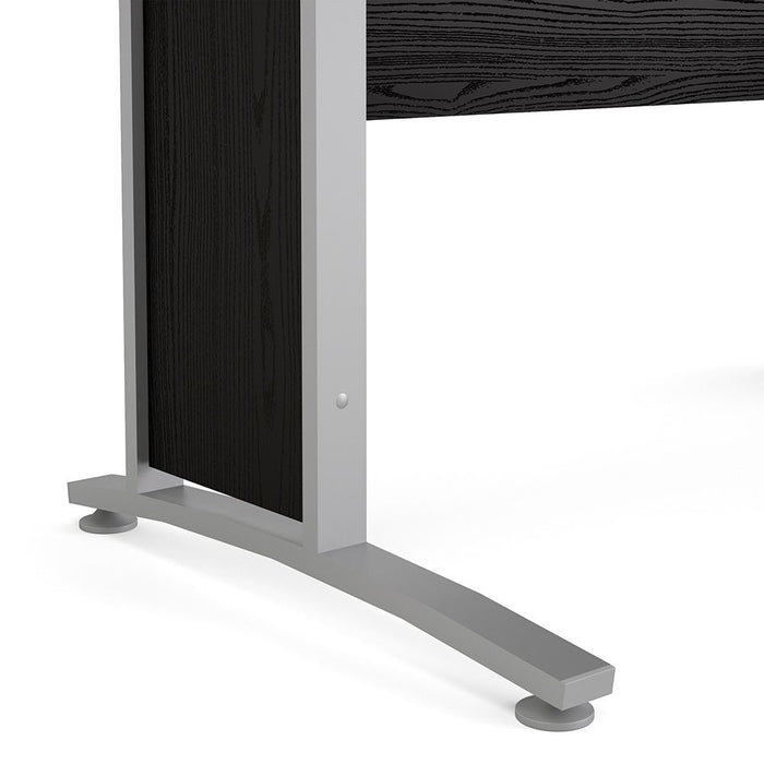 Prima Desk 150cm in Black Woodgrain with Silver Grey Steel Legs