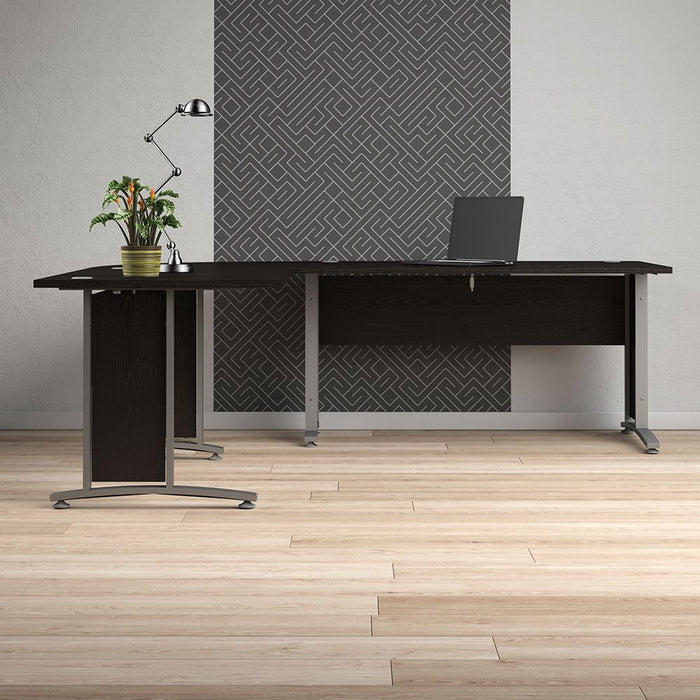 Prima Desk 150cm in Black Woodgrain with Silver Grey Steel Legs