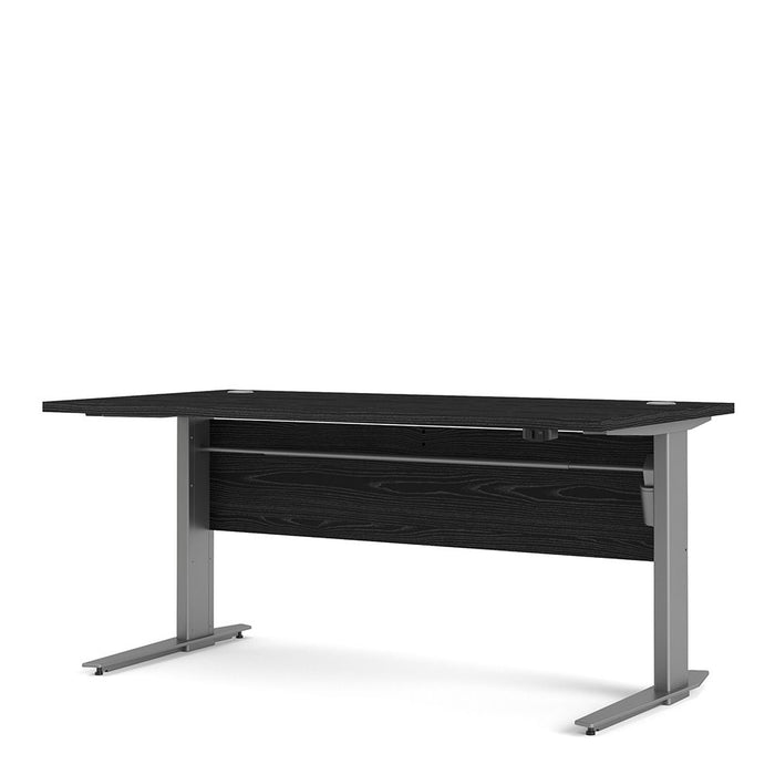 Prima Desk 150cm in Black Woodgrain with Height Adjustable Legs with Electric control in Silver Grey Steel