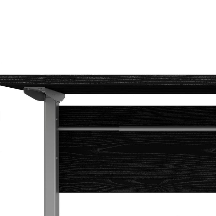 Prima Desk 150cm in Black Woodgrain with Height Adjustable Legs with Electric control in Silver Grey Steel