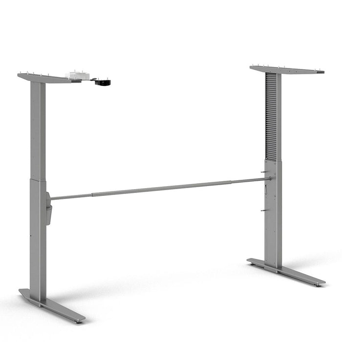 Prima Desk 150cm in Black Woodgrain with Height Adjustable Legs with Electric control in Silver Grey Steel