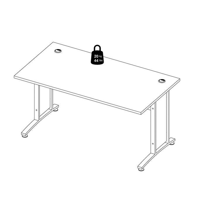 Prima Desk 150cm in Black Woodgrain with White Legs