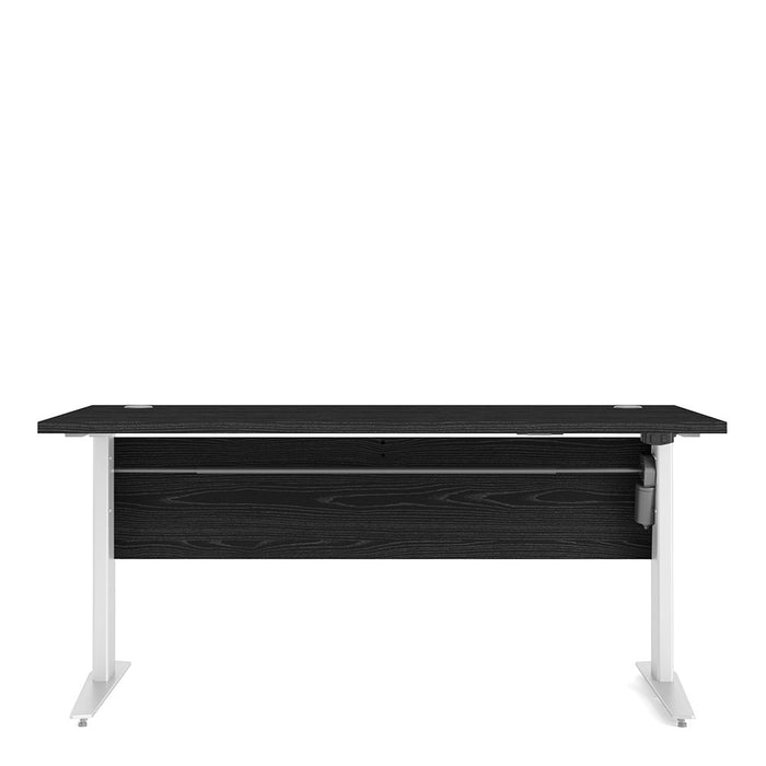 Prima Desk 150cm in Black Woodgrain with Height Adjustable Legs with Electric Control in White