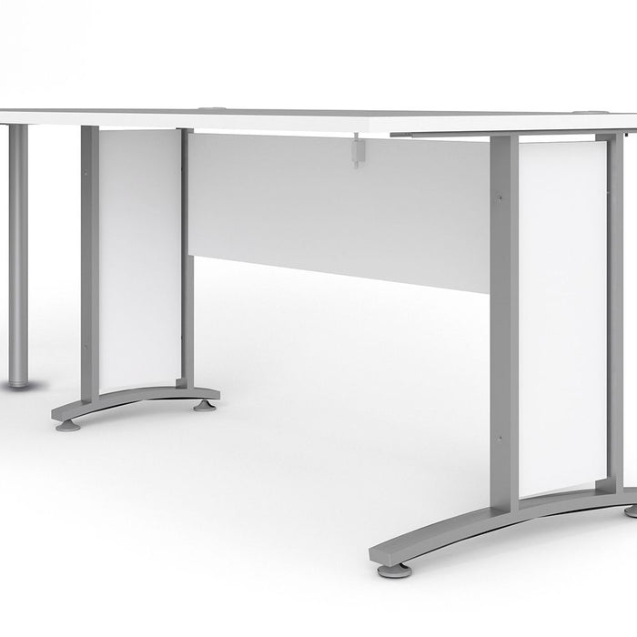 Prima Desk 120cm in White with Silver Grey Steel Legs