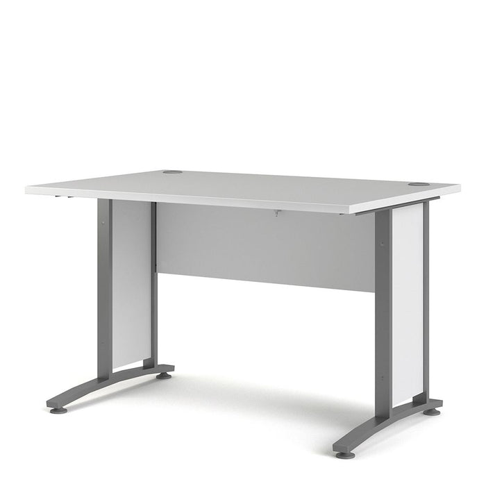 Prima Desk 120cm in White with Silver Grey Steel Legs