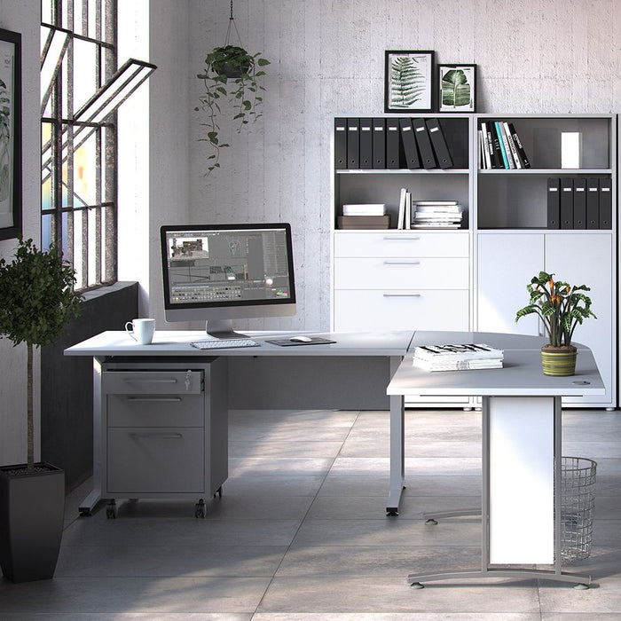 Prima Desk 120cm in White with Silver Grey Steel Legs