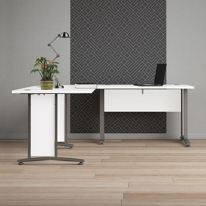 Prima Desk 120cm in White with Silver Grey Steel Legs