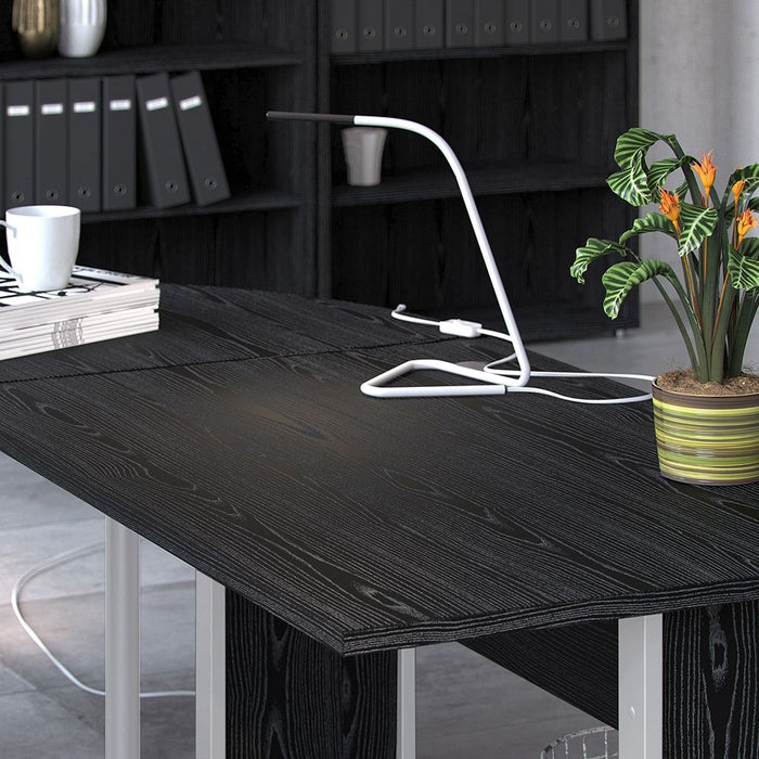 Prima Desk 120cm in Black Woodgrain with White Legs