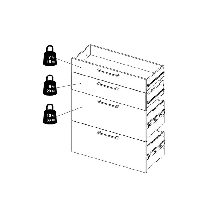 Prima Bookcase 2 Shelves With 2 Drawers 2 File Drawers In Black Woodgrain