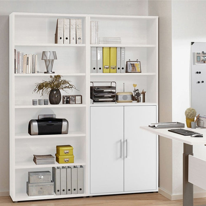 Prima Bookcase 4 Shelves with 2 Doors in White