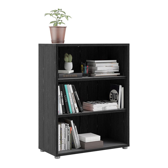 Prima Bookcase 2 Shelves in Black Woodgrain