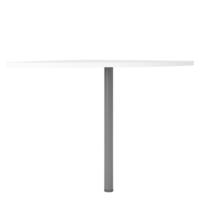 Prima Corner Desk Top in White with Silver Grey Steel Legs