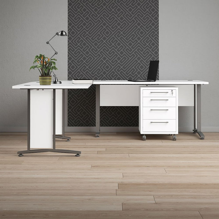 Prima Corner Desk Top in White with White Legs