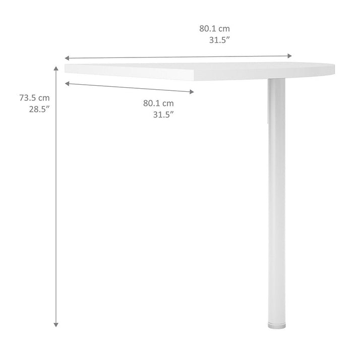 Prima Corner Desk Top in White with White Legs