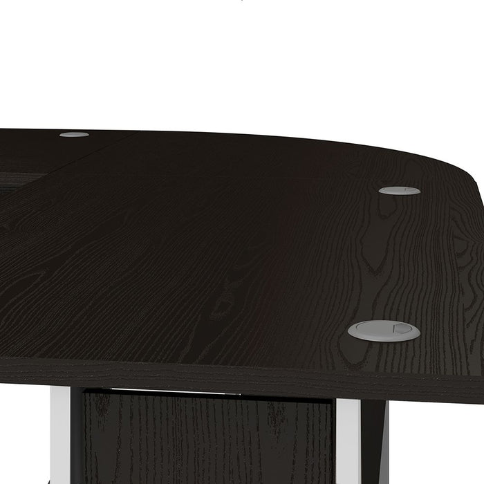 Prima Corner Desk Top in Black Woodgrain with White Legs