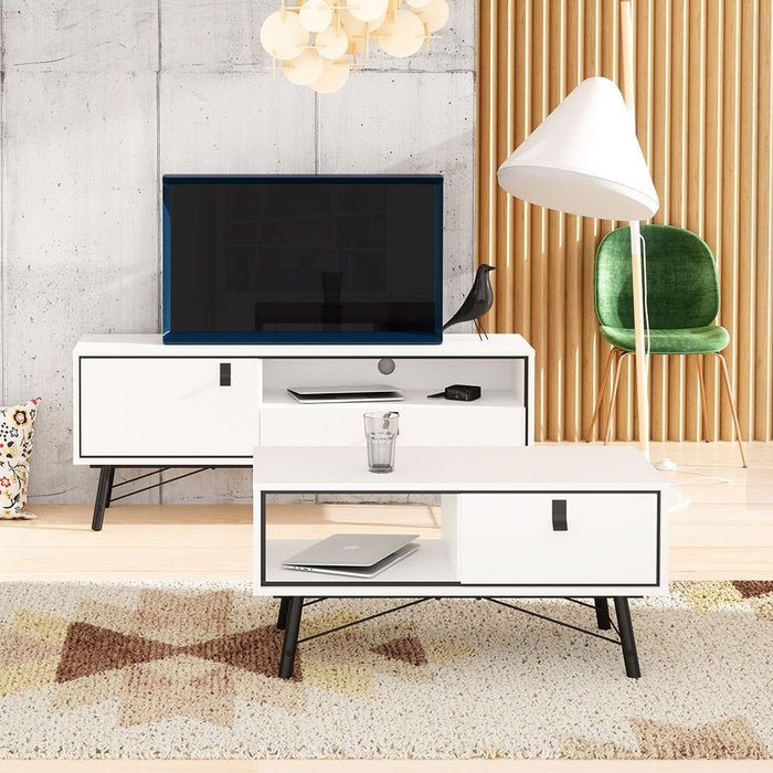 Ry Coffee Table with 1 Drawer in Matt White