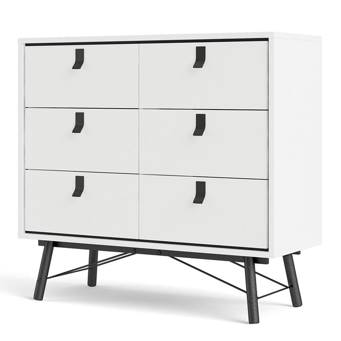 Ry Double Chest of Drawers 6 Drawers in Matt White