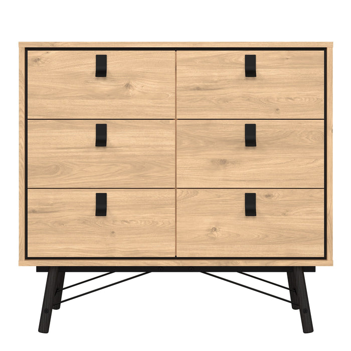 Ry Small Double Chest of Drawers 6 Drawers in Jackson Hickory Oak