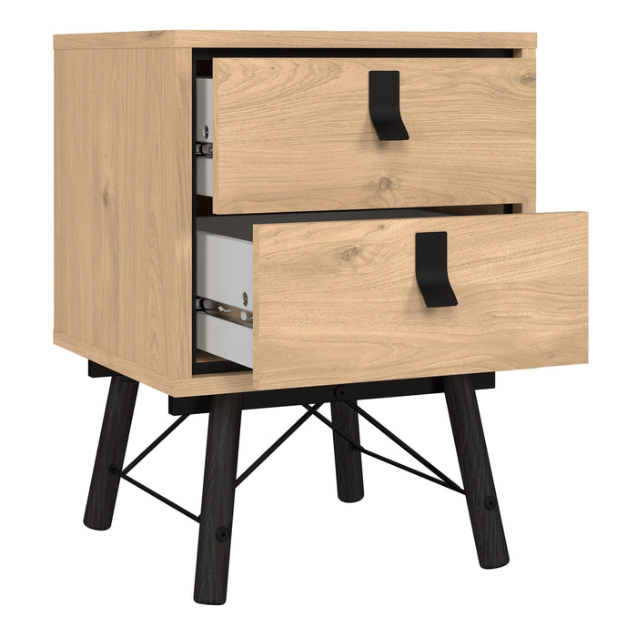 Ry Bedside Cabinet 2 Drawer Jackson Hickory Oak