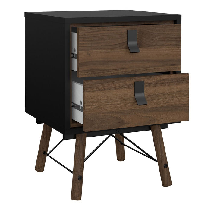 Ry Package - Wardrobe 3 doors + 3 drawers + Double chest of drawers 6 drawers + Bedside cabinet 2 drawer in Matt Black Walnut