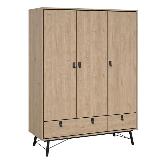 Ry Package - Wardrobe 3 doors + 3 drawers + Double chest of drawers 6 drawers + Bedside cabinet 2 drawer in Matt White