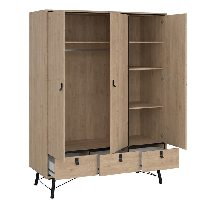 Ry Package - Wardrobe 3 doors + 3 drawers + Double chest of drawers 6 drawers + Bedside cabinet 2 drawer in Matt White