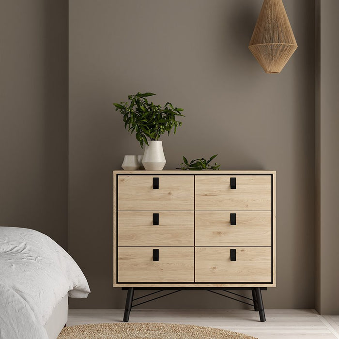 Ry Package - Wardrobe 3 doors + 3 drawers + Double chest of drawers 6 drawers + Bedside cabinet 2 drawer in Matt White