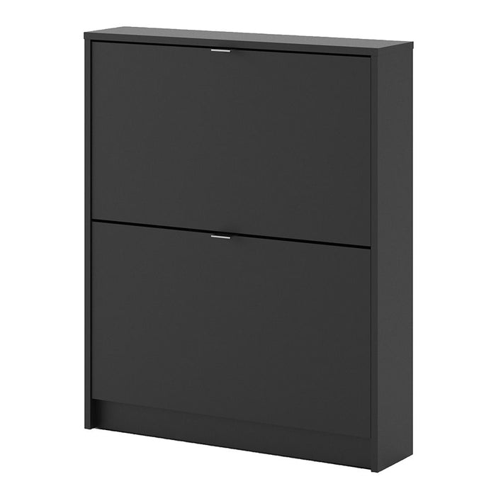 Shoes Shoe Cabinet 2 Flip Down Doors and 1 layer in Matt Black