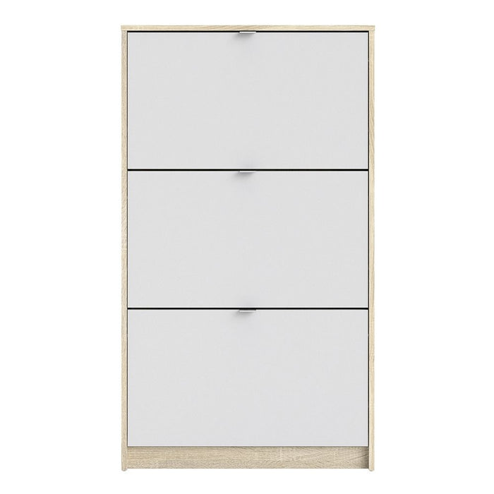 Shoes Shoe Cabinet 3 Flip Down Doors and 1 layer Oak structure White