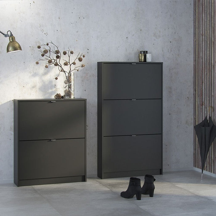 Shoes Shoe Cabinet 3 Flip Down Doors and 1 layer in Matt Black