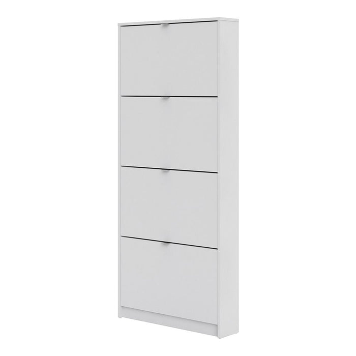 Shoes Shoe Cabinet 4 Flip Down Doors and 1 layer in White