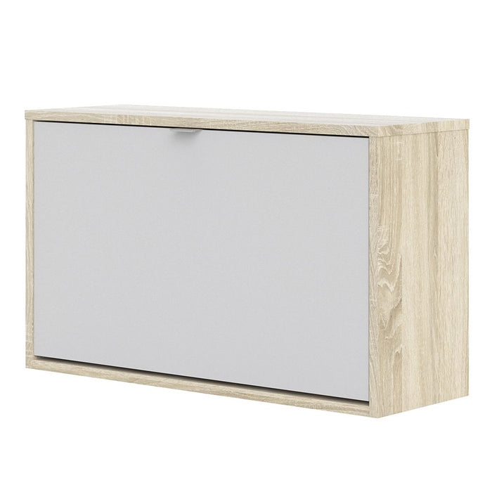 Shoes Shoe Cabinet 1 Flip Down Door and 2 layers Oak structure White