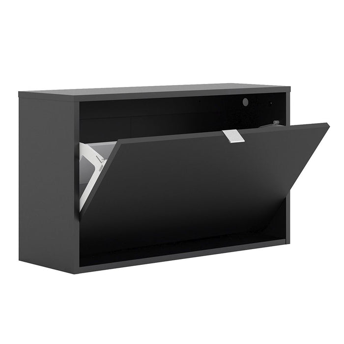 Shoes Shoe Cabinet 1 Flip Down Door and 2 layers in Matt Black