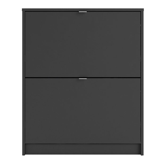 Shoes Shoe Cabinet 2 Flip Down Doors and 2 layers in Matt Black