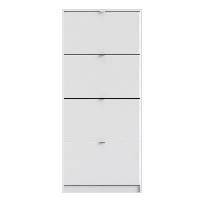 Shoes Shoe Cabinet 4 Flip Down Doors and 2 layers in White