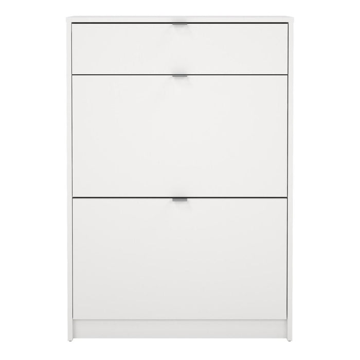 Shoes Shoe Cabinet 2 Flip Down Doors + 1 Drawer in White