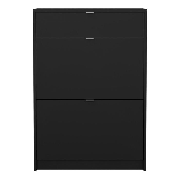 Shoes Shoe Cabinet 2 Flip Down Doors + 1 Drawer in Matt Black