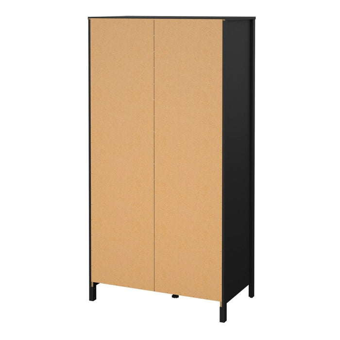 Barcelona Wardrobe with 1 Door 1 Mirror Door 2 Drawers in Matt Black