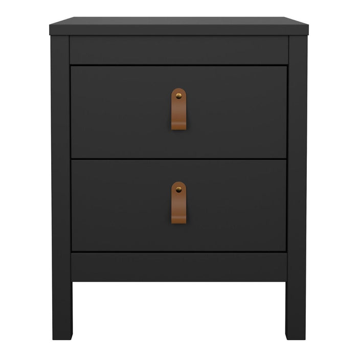 Barcelona Bedside Table 2 Drawers in Matt Black