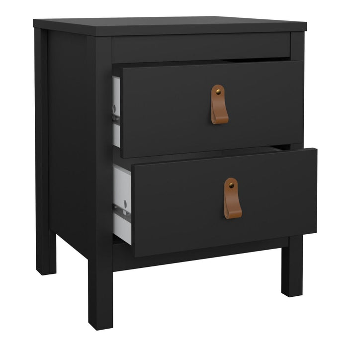 Barcelona Bedside Table 2 Drawers in Matt Black