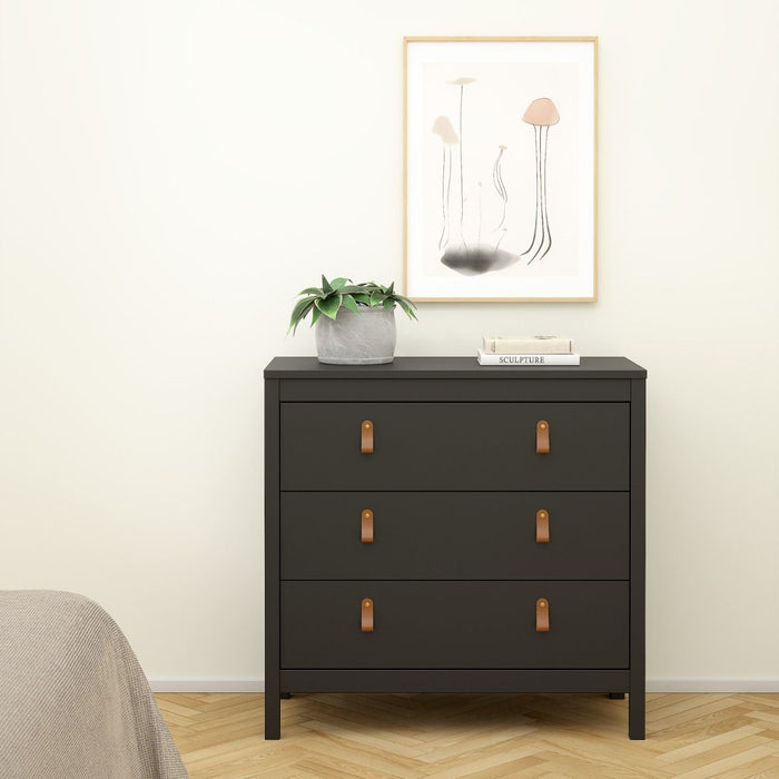 Barcelona Chest 3 Drawers in Matt Black