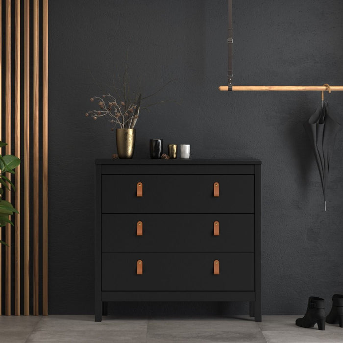 Barcelona Chest 3 Drawers in Matt Black