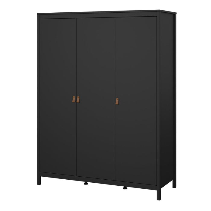 Barcelona Wardrobe with 3 Doors in Matt Black